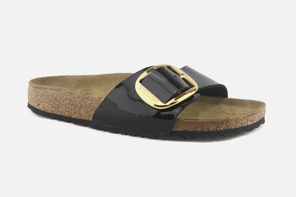 Birkenstock madrid big buckle vernis noir Sandales Nu pieds sur
