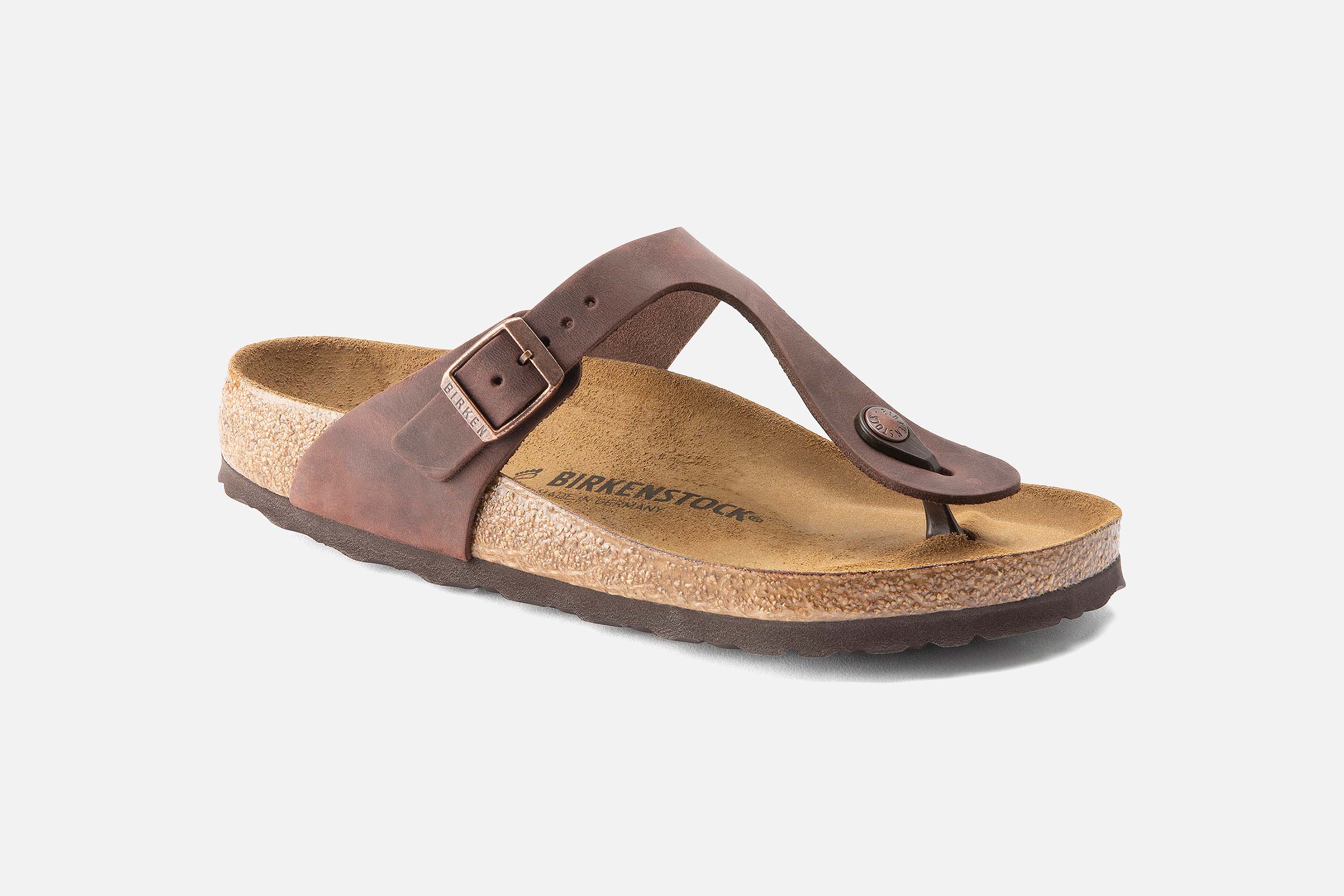 Birkenstock GIZEH CUIR GRAS HABANA Sandales Nu pieds sur