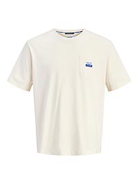 JORBAUMETTES TEE SS CREW ANTIQUE WHITE BLUE - Jack & Jones