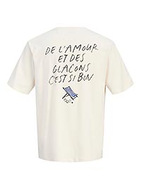 JORBAUMETTES TEE SS CREW ANTIQUE WHITE BLUE - Jack & Jones
