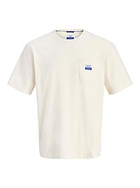 JORBAUMETTES TEE SS CREW ANTIQUE WHITE PURPLE - Jack & Jones
