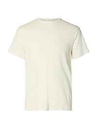 SLHBET LINEN SS ONECK TEE EGRET - Selected